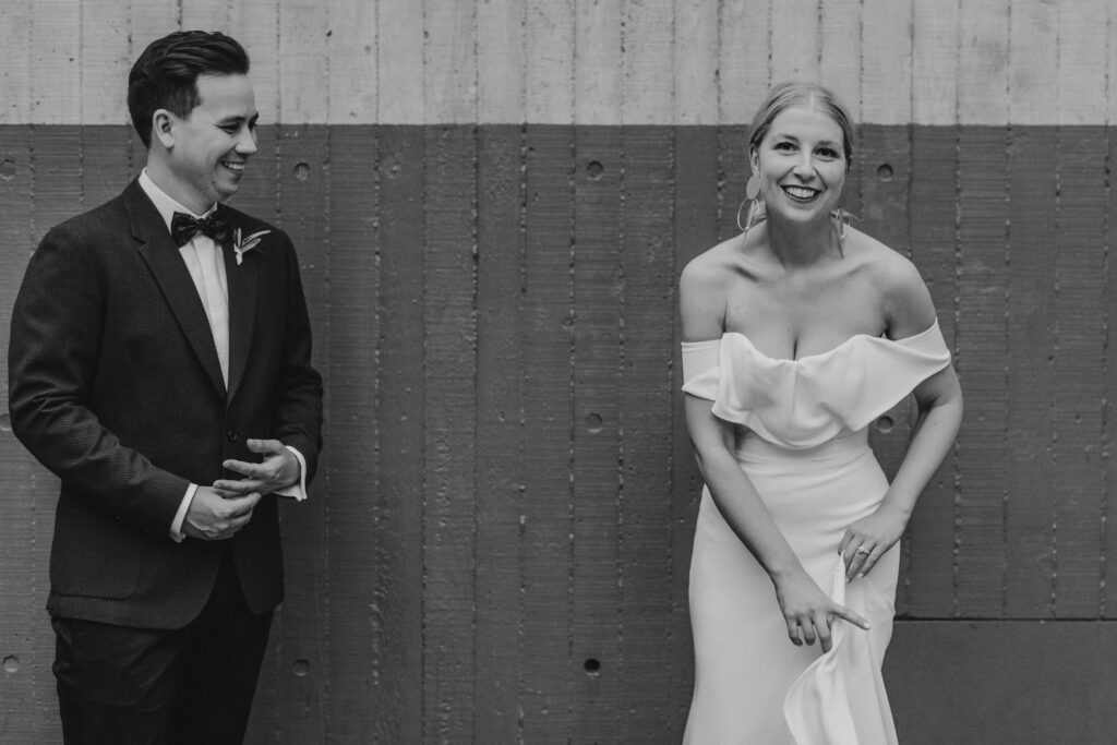 bride and groom portrait ivy penthouse wedding