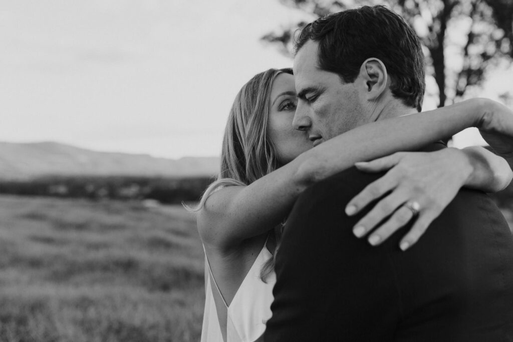bride kissing groom melross farm kangroo valley wedding