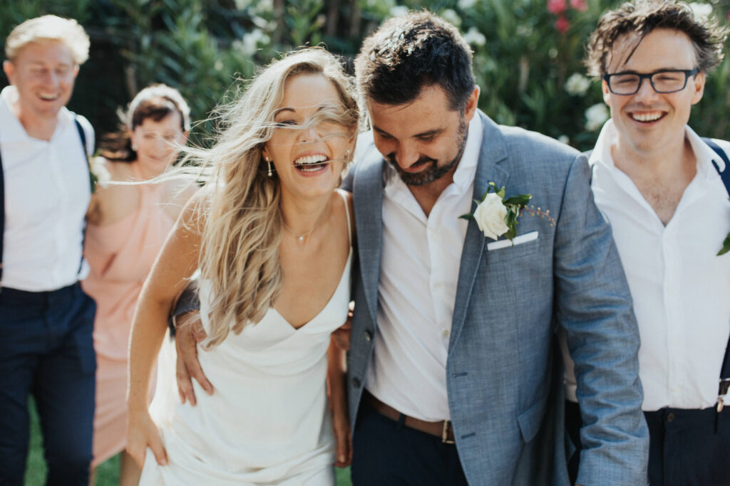 bride and groom portrait whale beach wedding
