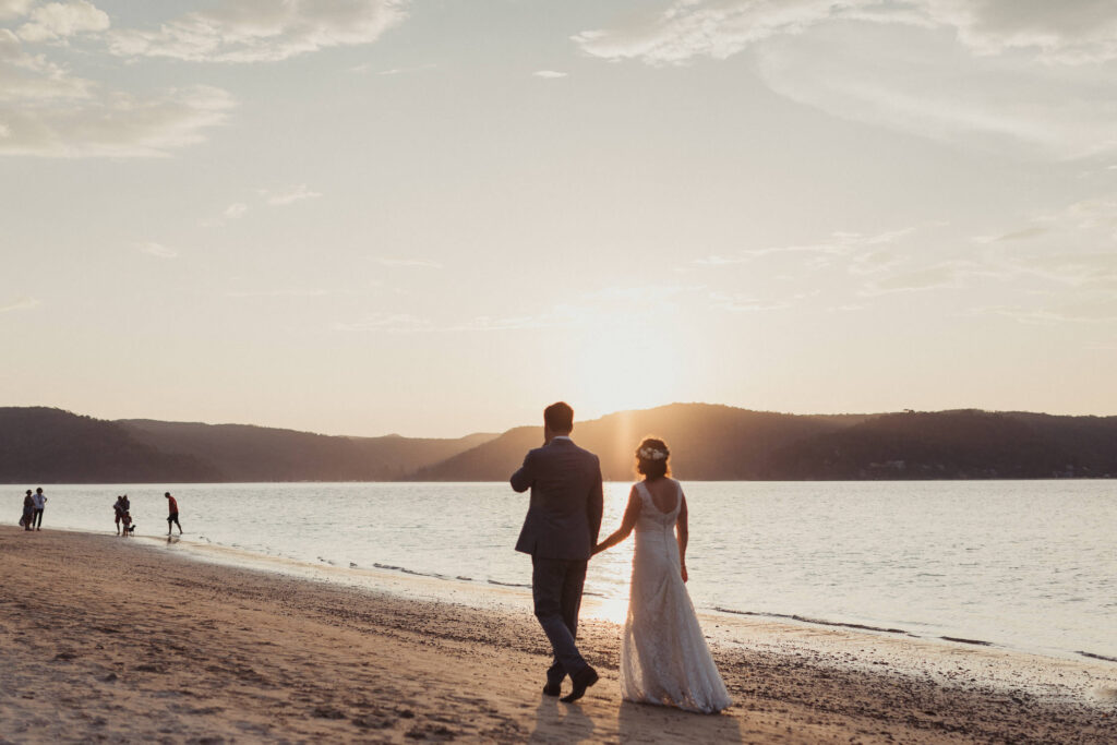 bride and groom portrait sunset palm beach wedding