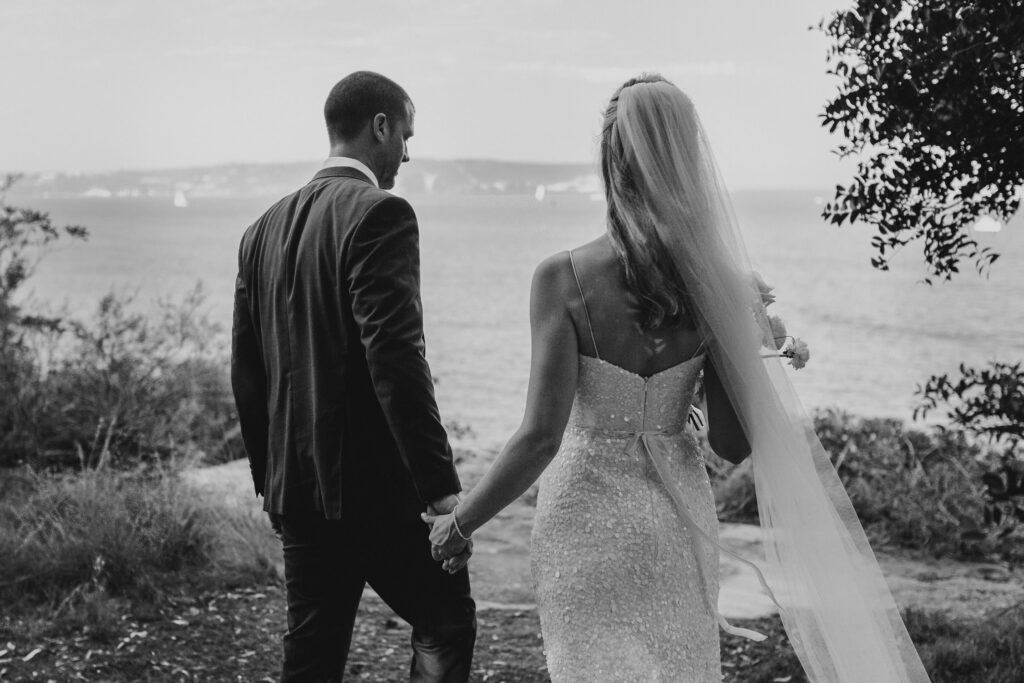 bride and groom portrait ripples chowder bay wedding