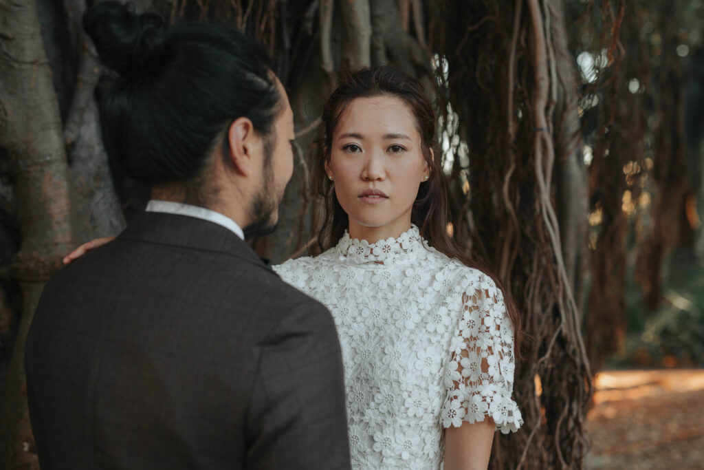 bride portrait at rainforest wedding