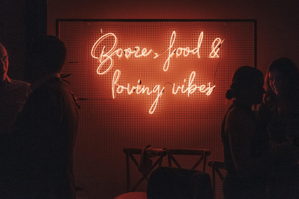neon wedding sign at byron bay hinterland wedding