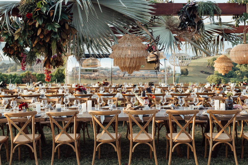 wedding styling at table arrangement at the orchard estate wedding