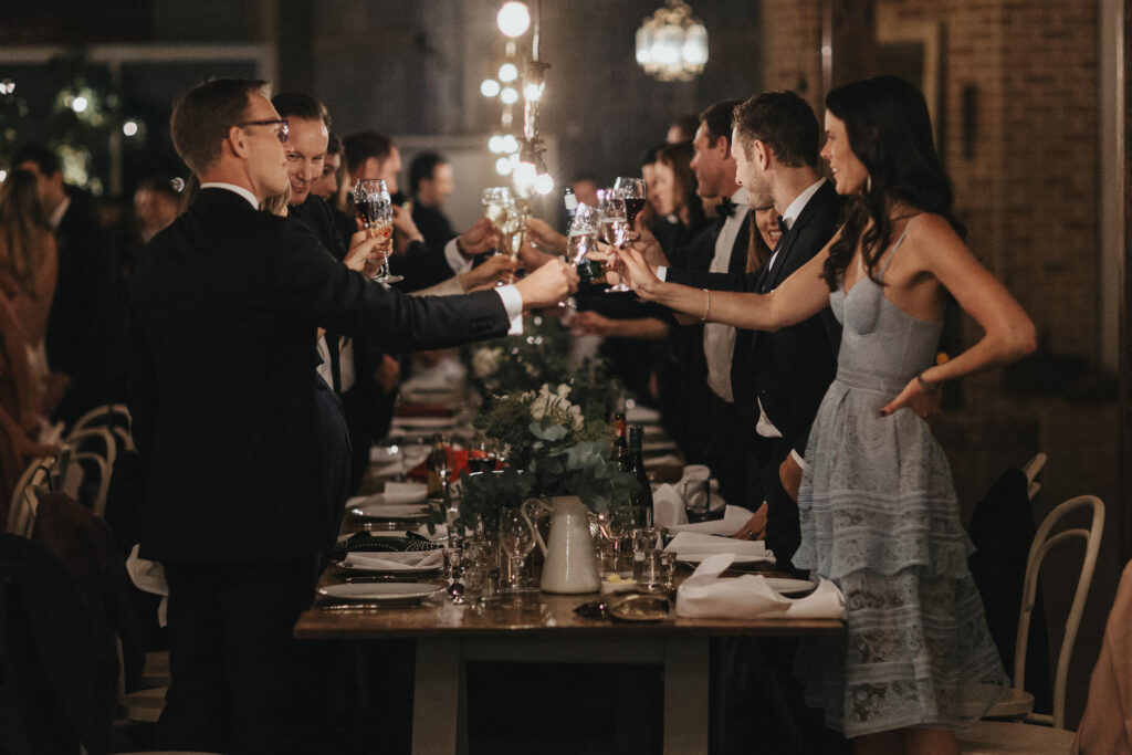 wedding guests having drinks at kangaroo valley wedding