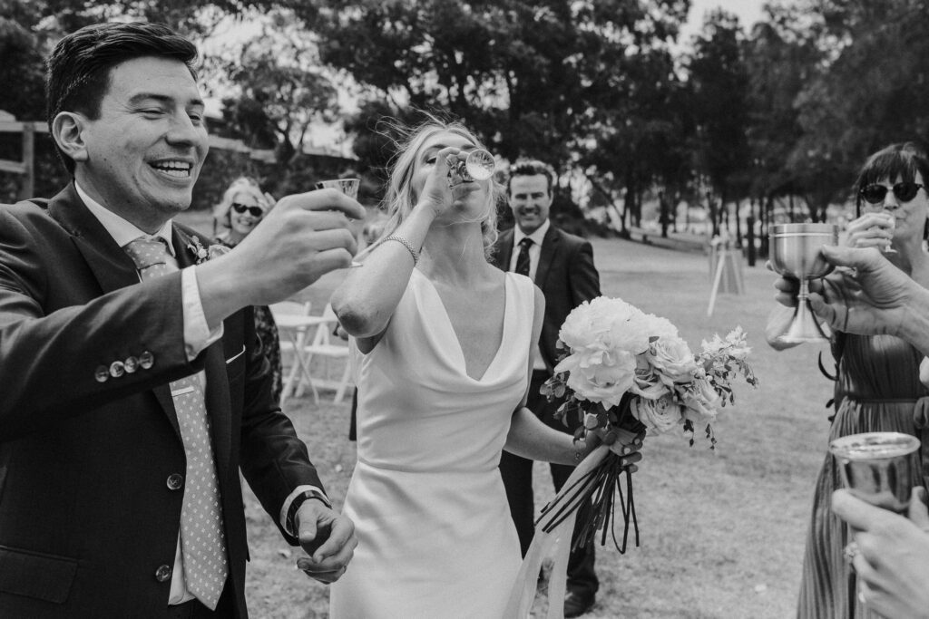 couple drinking a balmain wedding
