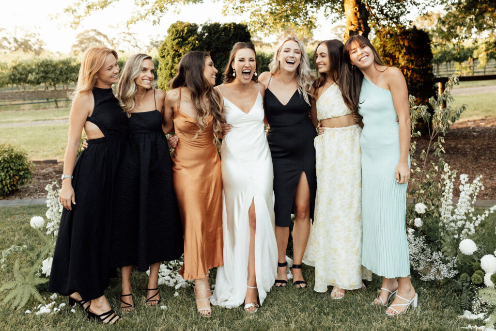 beautiful bridesmaids laughing