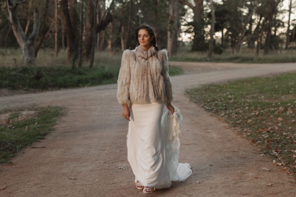 bride walking at southern highlands wedding